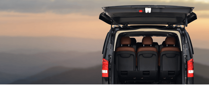 Trunk of a spacious sprinter van
